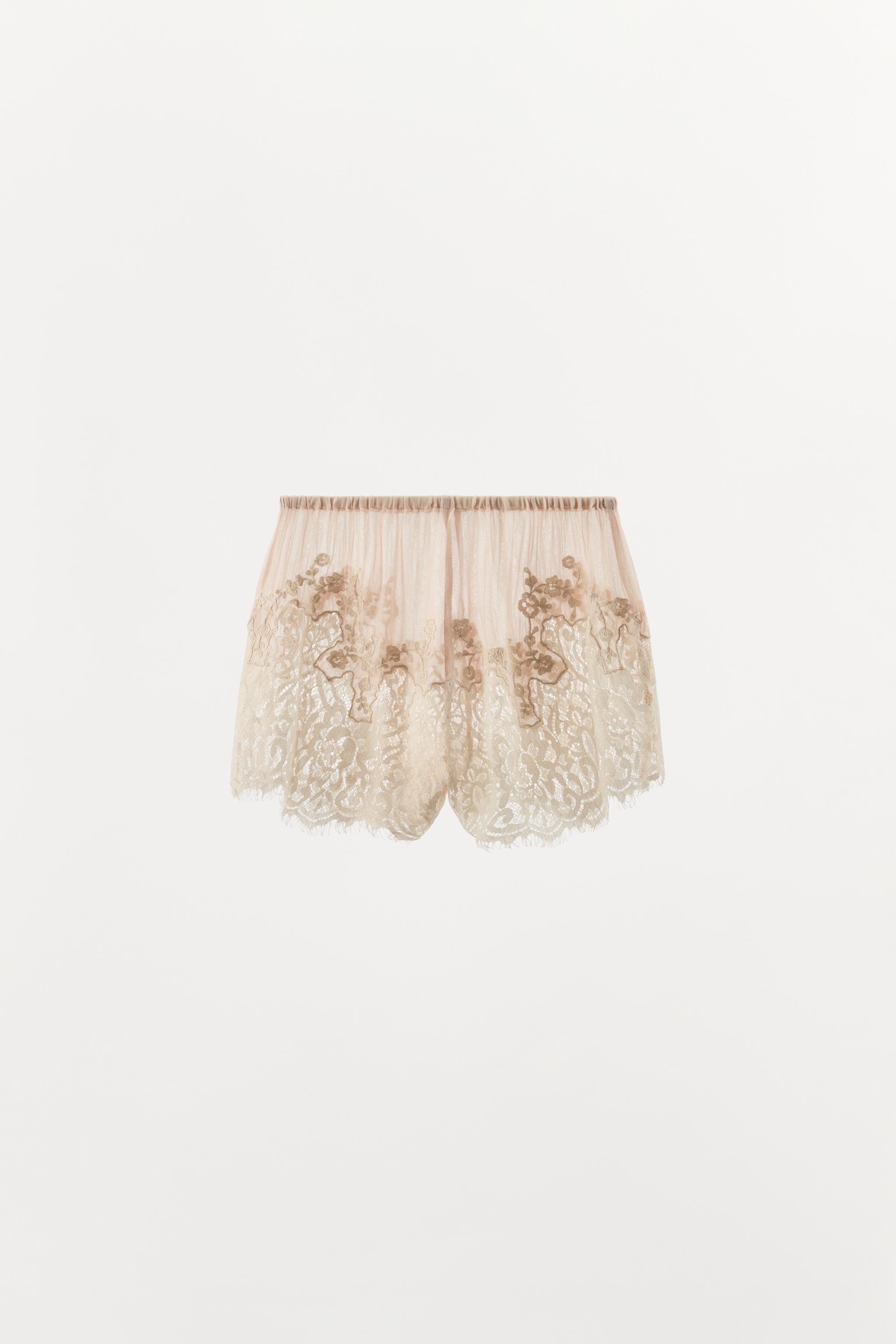 EMBROIDERED LACE GEORGETTE SHORTS